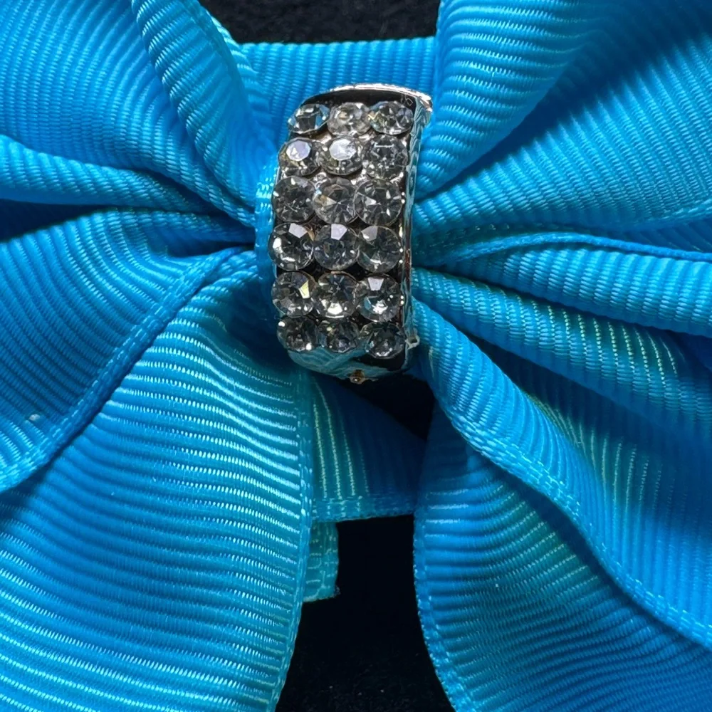 Handmade Aqua Blue with a rhinestone Ribbon Bow for girls New